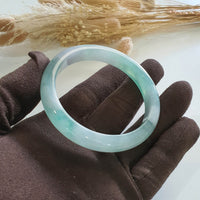 Good Translucency Icy with Icy Green Jadeite “Green Snow” Bangle (JAC002664) 6