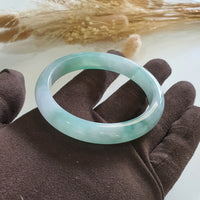 Good Translucency Icy with Icy Green Jadeite “Green Snow” Bangle (JAC002664) 7
