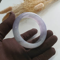 Good Translucency Icy Lavender with Black Jadeite Bangle (JAC002706) 2