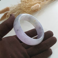Good Translucency Icy Lavender with Black Jadeite Bangle (JAC002706) 4
