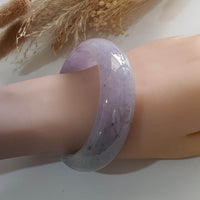 Good Translucency Icy Lavender with Black Jadeite Bangle (JAC002706) 10