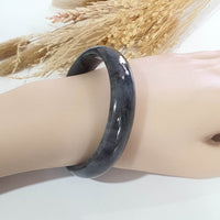 Translucent Icy Black Jadeite Bangle (JAC002882) 8
