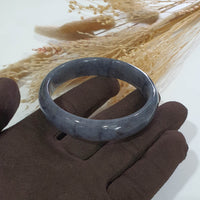 Translucent Icy Black Jadeite Bangle (JAC002882) 6