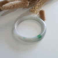 Translucent “Green Moss on Snow” Jadeite Princess Round Bangle (JAC002891) 5