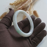 Translucent “Green Moss on Snow” Jadeite Princess Round Bangle (JAC002891) 3