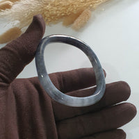 Translucent Icy Black with Green Jadeite “Art-De-Squarera” Bangle (JAC002910) 5
