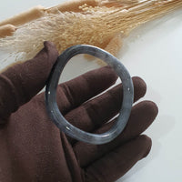 Translucent Icy Black with Green Jadeite “Art-De-Squarera” Bangle (JAC002910) 4
