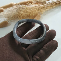 Translucent Icy Black with Green Jadeite “Art-De-Squarera” Bangle (JAC002910) 1
