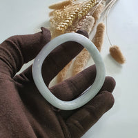 Translucent Light Green and Pinkish Lavender Jadeite “Art-De-Squarera” Bangle (JAC003022) 4
