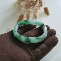 Translucent Brilliant Flower Green Jadeite “Art-De-Squarera” Bangle (JAC003023) 5