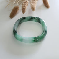 Translucent Brilliant Flower Green Jadeite “Art-De-Squarera” Bangle (JAC003023) 7