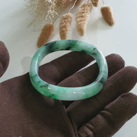 Translucent Brilliant Flower Green Jadeite “Art-De-Squarera” Bangle (JAC003023) 2