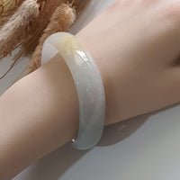 Translucent Icy Yellow and Bluish Green Jadeite “Art-De-Squarera” Bangle (JAC003033) 9