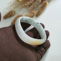 Translucent Icy Yellow and Bluish Green Jadeite “Art-De-Squarera” Bangle (JAC003033) 5