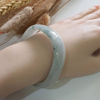 Translucent Icy Yellow and Bluish Green Jadeite “Art-De-Squarera” Bangle (JAC003033) 8