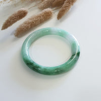 Translucent Brilliant Flower Green “Scenery” Jadeite Princess Round Bangle (JAC003067) 10