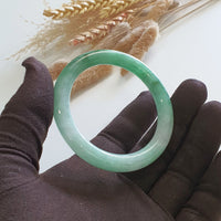 Translucent Brilliant Flower Green “Scenery” Jadeite Princess Round Bangle (JAC003067) 5