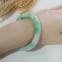 Translucent Brilliant Apple Green Jadeite Princess Round "Scenery" Bangle (JAC003074) 10