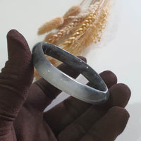 Translucent Icy Black Jadeite “Art-De-Squarera” Bangle (JAC003342) 5