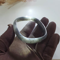 Translucent Icy Black Jadeite “Art-De-Squarera” Bangle (JAC003342) 7