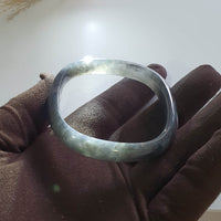 Translucent Icy Black Jadeite “Art-De-Squarera” Bangle (JAC003342) 8