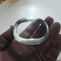 Translucent Icy Black Jadeite “Art-De-Squarera” Bangle (JAC003342) 1