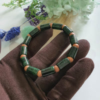 Translucent Deep Flower Green Jadeite “Emerald Zen” Bracelet (JAC003397) 6