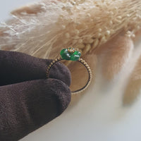 Highly Translucent Icy Deep Green Jadeite “Flower Blossom” Ring (JAD000639) 2
