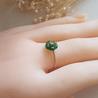 Highly Translucent Icy Deep Green Jadeite “Flower Blossom” Ring (JAD000639) 5