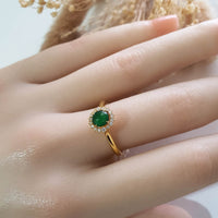 Highly Translucent “Icy Greenland” Jadeite Cabochon Ring (JAD000677) 9