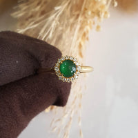 Highly Translucent “Icy Greenland” Jadeite Cabochon Ring (JAD000677) 6