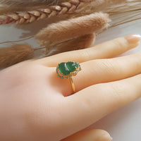 Highly Translucent Icy Green Jadeite "Dazzling Hulu" Ring (JAD000692) 10