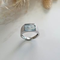 Highly Translucent Icy Light Blue Jadeite "Blue Pillow" Diamond Ring (JAD000728) 1
