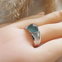 Highly Translucent Icy Blue Jadeite "Blue Moon" Diamond Ring (JAD000729) 7