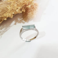 Highly Translucent Icy Light Blue Jadeite "Sugar Loaf" Men’s Ring (JAD000731) 7