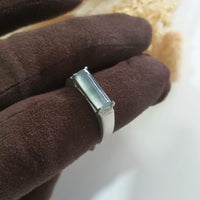 Highly Translucent Icy Light Blue Jadeite "Sugar Loaf" Men’s Ring (JAD000731) 1