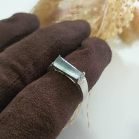 Highly Translucent Icy Light Blue Jadeite "Sugar Loaf" Men’s Ring (JAD000731) 4