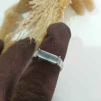 Highly Translucent Icy Light Blue Jadeite "Sugar Loaf" Men’s Ring (JAD000731) 6