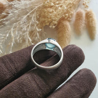 Highly Translucent Icy Light Blue Jadeite "Blue Moon" Diamond Ring (JAD000737) 6