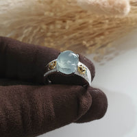 Highly Translucency Icy Sky Blue “Auspicious Wealth Toad” Ring (JAD000753) 3