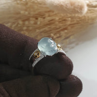 Highly Translucency Icy Sky Blue “Auspicious Wealth Toad” Ring (JAD000753) 4