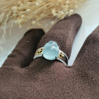 Highly Translucency Icy Sky Blue “Auspicious Wealth Toad” Ring (JAD000753) 7