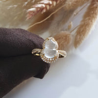 Highly Translucent Icy Jadeite "Glittering Calabash" Ring (JAD000760) 1