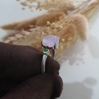 Highly Translucent Lavender Jadeite "Wealth Pixiu" Ring (JAD000820) 3