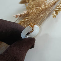 Highly Translucent Icy Jadeite "Icy Cherry Blossom" Ring (JAD000884) 2