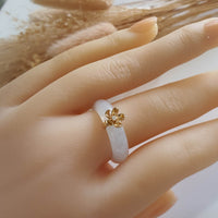 Highly Translucent Icy Jadeite "Icy Cherry Blossom" Ring (JAD000892) 8