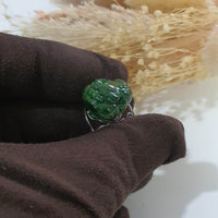 Translucent Deep Green “Auspicious Three-Legged Toad” Wealth Ring (JAD000932) 3