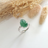 Highly Translucency Icy Green “Auspicious Wealth Toad” Ring (JAD001204) 2