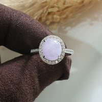 Translucent Icy Brilliant Lavender Jadeite “Cabochon” Ring (JAD001240) 6