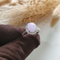 Translucent Icy Brilliant Lavender Jadeite “Cabochon” Ring (JAD001240) 3